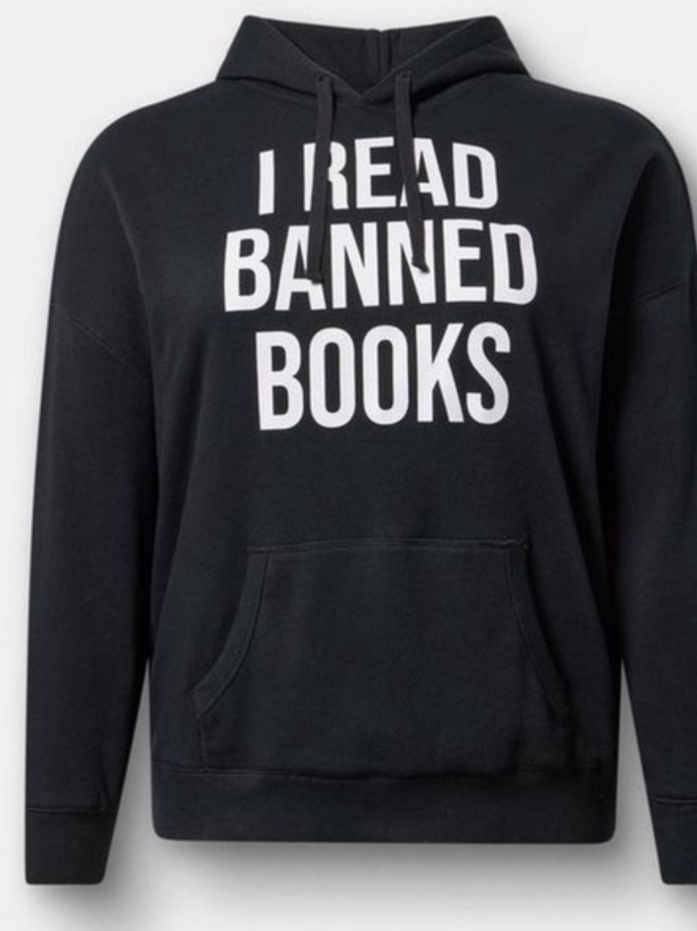 NWT TORRID 1X (14/16) OVERSIZED Black 'I Read Banned Books' Pullover Hoodie